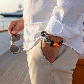 SEAMAN Compass Bracelet Black Orange