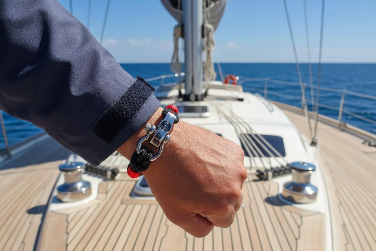 SEAMAN Compass Bracelet Black Red