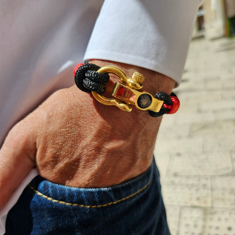 SEAMAN Compass Bracelet Black Red