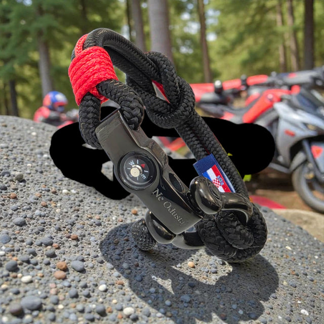 SEAMAN Compass Bracelet Black Red