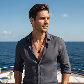 Steel necklace with OCEAN MINI palm tree pendant