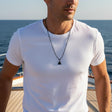 Steel necklace with OCEAN MINI sailing yacht pendant