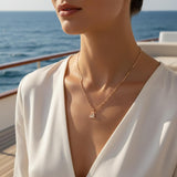 Steel necklace with OCEAN MINI sailing yacht pendant