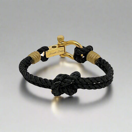 WAVES 4mm Nautical Clasp Bracelet Black Gold