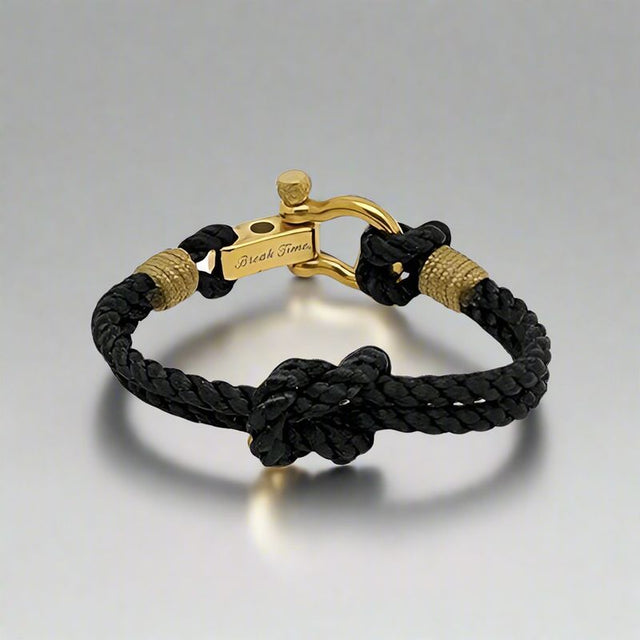 WAVES 4mm Nautical Clasp Bracelet Black Gold
