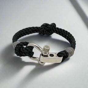 WAVES 4mm Nautical Clasp Bracelet Black Grey