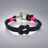 WAVES 4mm Nautical Clasp Bracelet Black Neon Pink