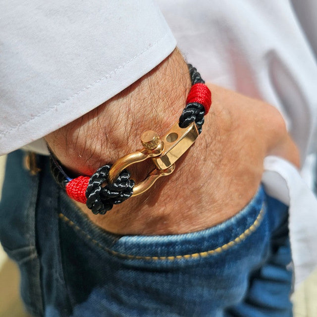 WAVES 4mm Nautical Clasp Bracelet Black Red