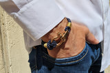 WAVES 4mm Nautical Clasp Bracelet Navy Blue Gold