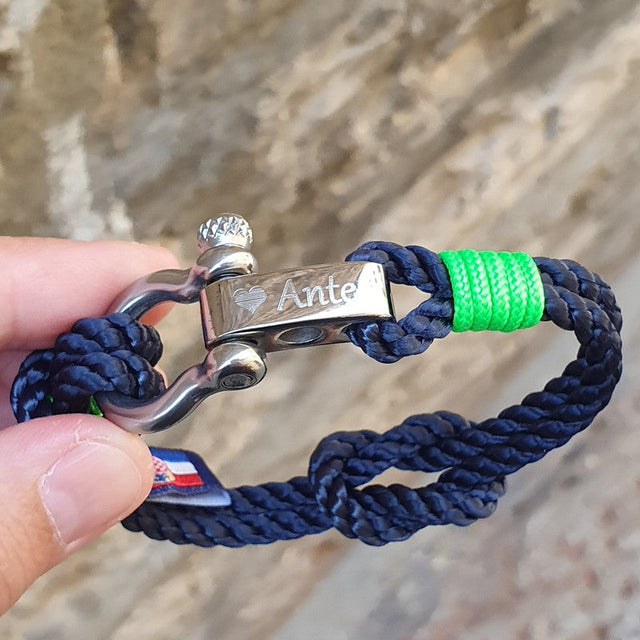 WAVES 4mm Nautical Clasp Bracelet Navy Blue Green