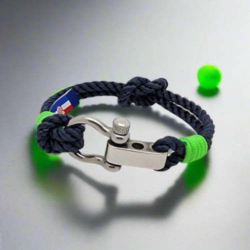 WAVES 4mm Nautical Clasp Bracelet Navy Blue Green