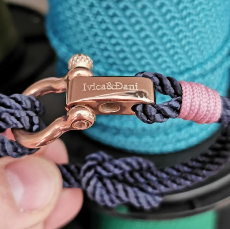 WAVES 4mm Nautical Clasp Bracelet Navy Blue Lavender Pink