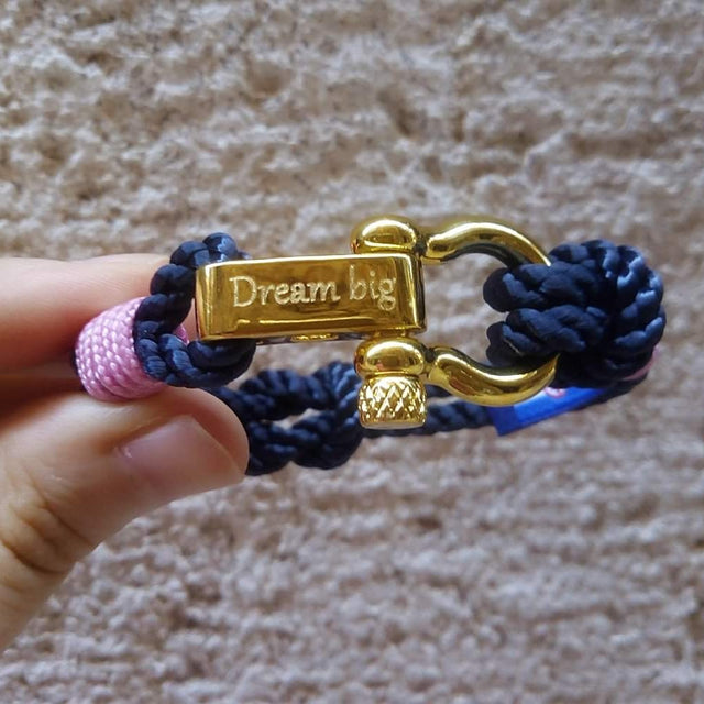 WAVES 4mm Nautical Clasp Bracelet Navy Blue Lavender Pink