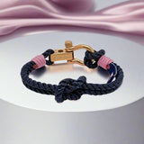 WAVES 4mm Nautical Clasp Bracelet Navy Blue Lavender Pink