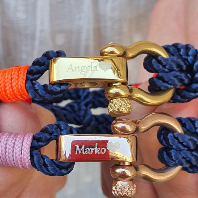 WAVES 4mm Nautical Clasp Bracelet Navy Blue Lavender Pink