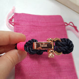 WAVES 4mm Nautical Clasp Bracelet Navy Blue Neon Pink