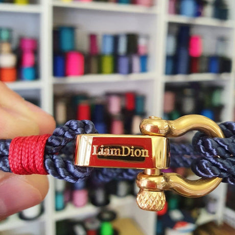 WAVES 4mm Nautical Clasp Bracelet Navy Blue Red