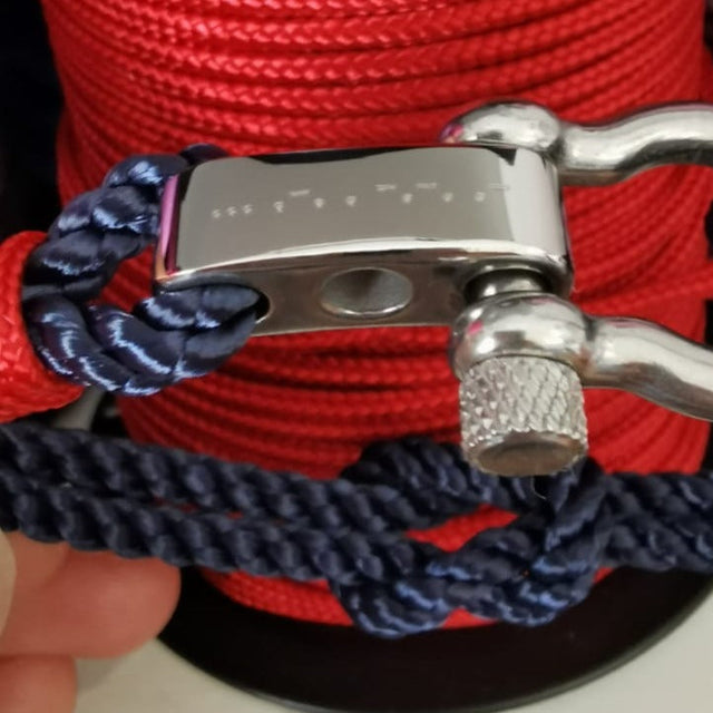 WAVES 4mm Nautical Clasp Bracelet Navy Blue Red