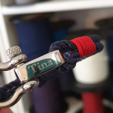 WAVES 4mm Nautical Clasp Bracelet Navy Blue Red