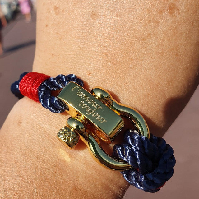 WAVES 4mm Nautical Clasp Bracelet Navy Blue Red