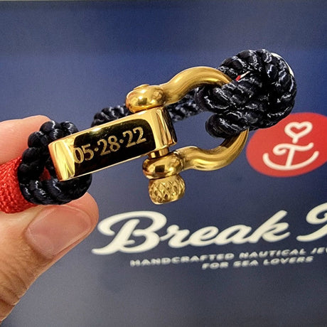 WAVES 4mm Nautical Clasp Bracelet Navy Blue Red