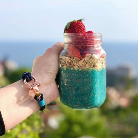 WAVES 4mm Nautical Clasp Bracelet Navy Blue Turquoise