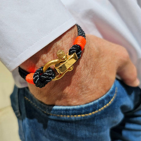 WAVES Soft Rope Bracelet Black Neon Orange