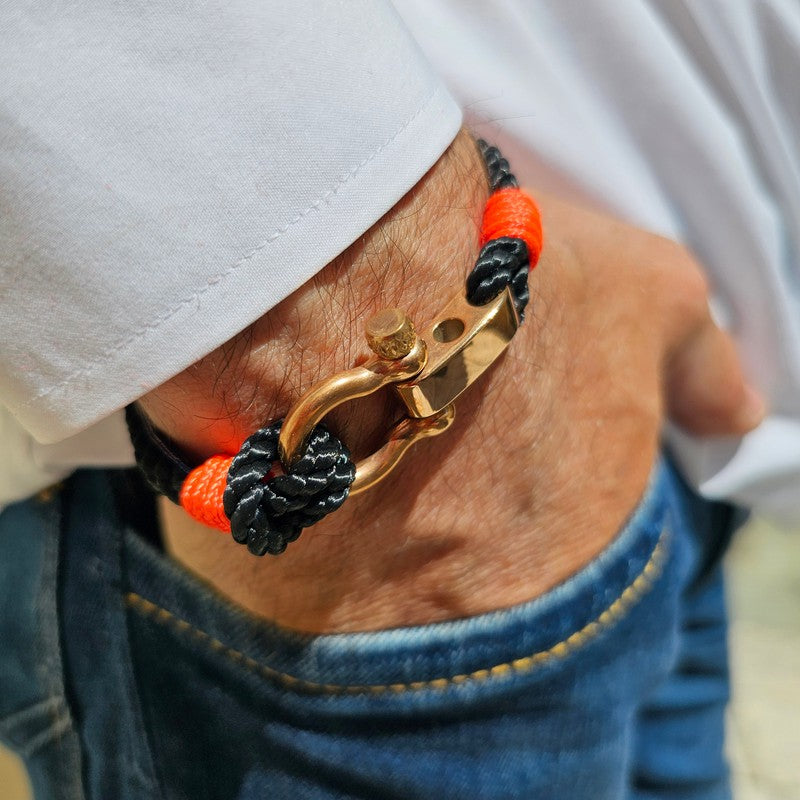 WAVES Soft Rope Bracelet Black Neon Orange