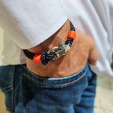 WAVES Soft Rope Bracelet Black Neon Orange