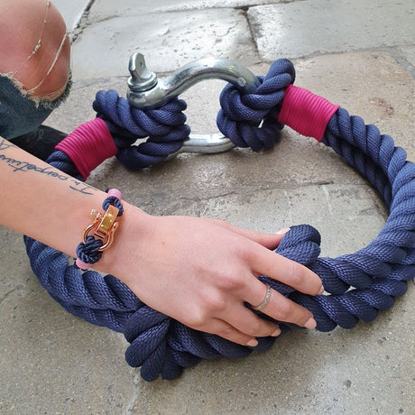 WAVES Soft Rope Bracelet Navy Blue Lavender Pink