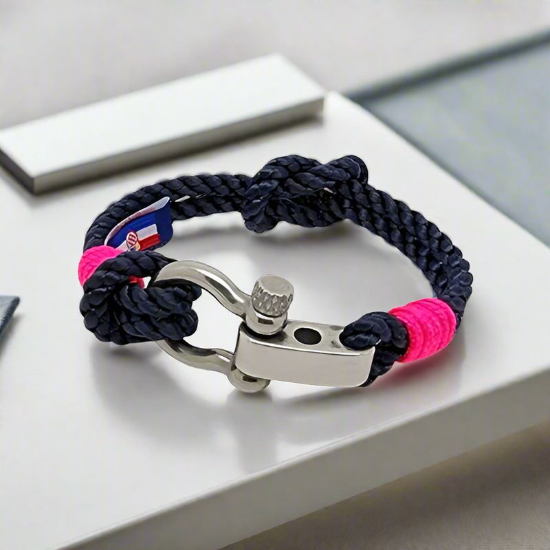 WAVES Soft Rope Bracelet Navy Blue Neon Pink