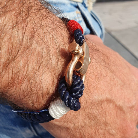 WAVES Soft Rope Bracelet Navy Blue Red White