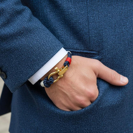 WAVES Soft Rope Bracelet Navy Blue Red White