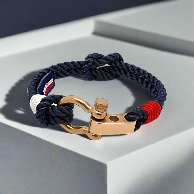 WAVES Soft Rope Bracelet Navy Blue Red White