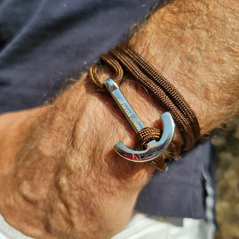 YACHT CLUB big anchor bracelet brown