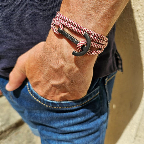 YACHT CLUB big anchor bracelet burgundy mix