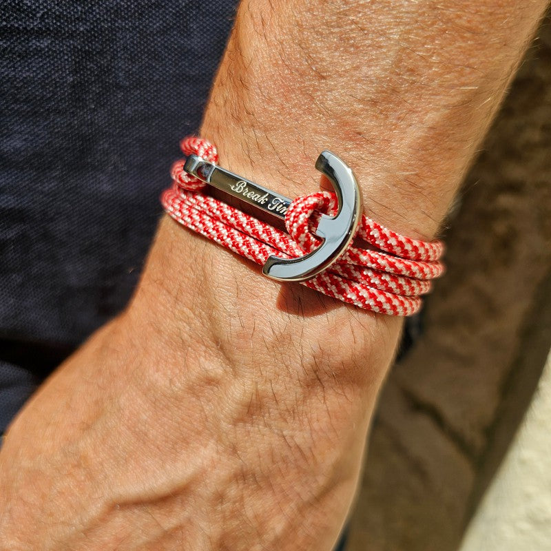 YACHT CLUB big anchor bracelet candy cane