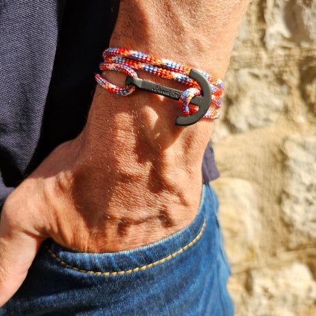 YACHT CLUB big anchor bracelet orange white blue