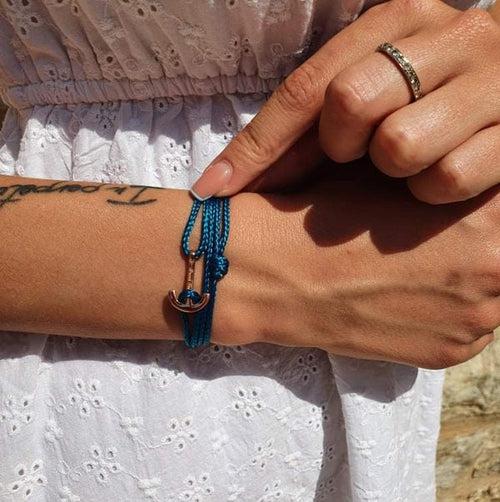 YACHT CLUB mini anchor bracelet teal