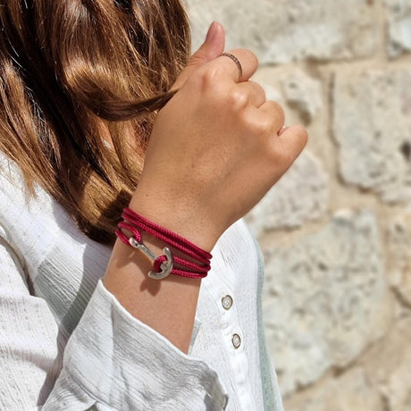 YACHT CLUB medium anchor bracelet burgundy