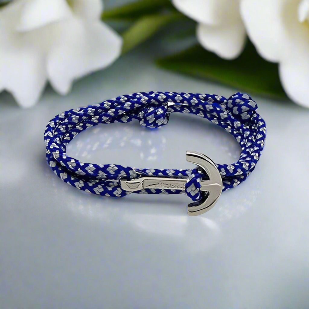 YACHT CLUB medium anchor bracelet electric blue white