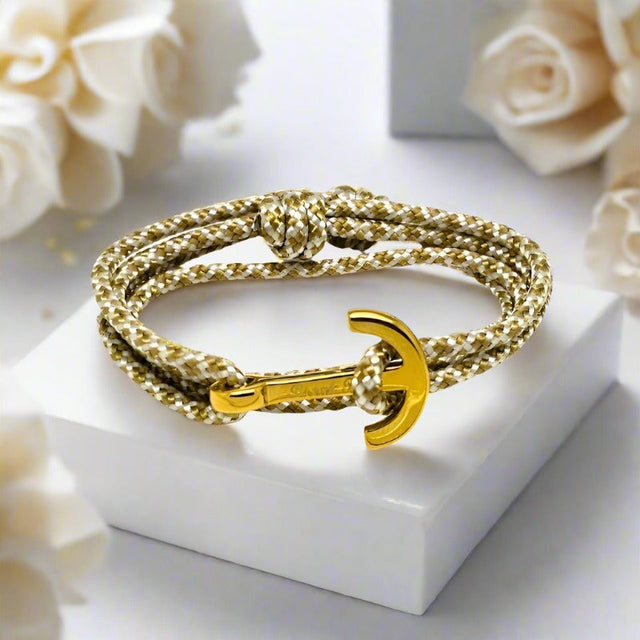 YACHT CLUB medium anchor bracelet gold white