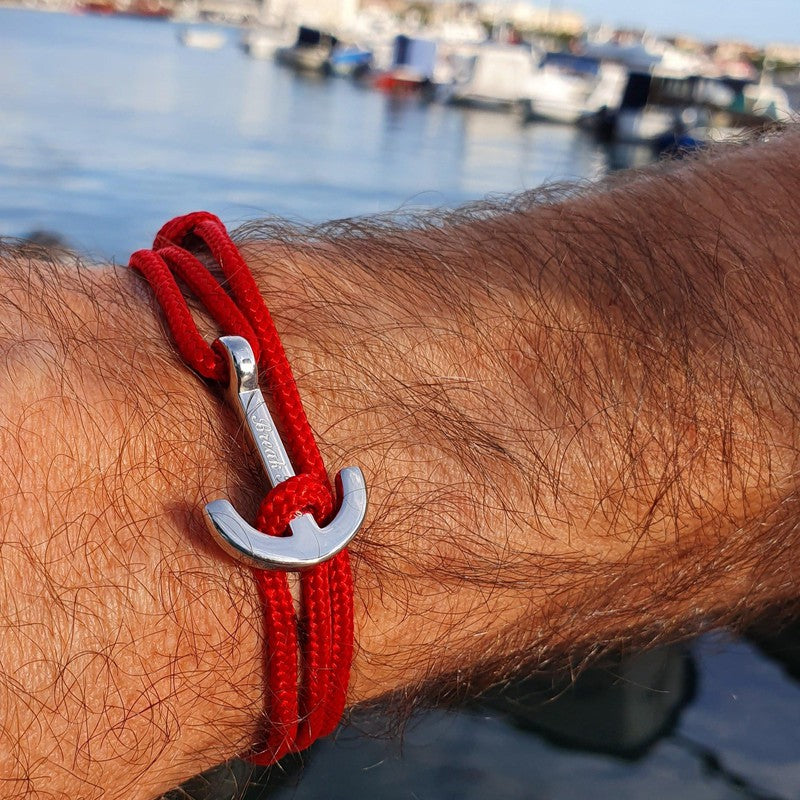YACHT CLUB medium anchor bracelet red