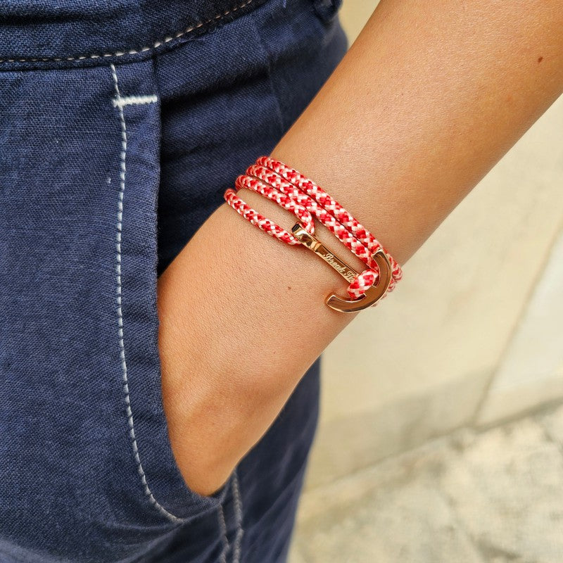 YACHT CLUB medium anchor bracelet red white