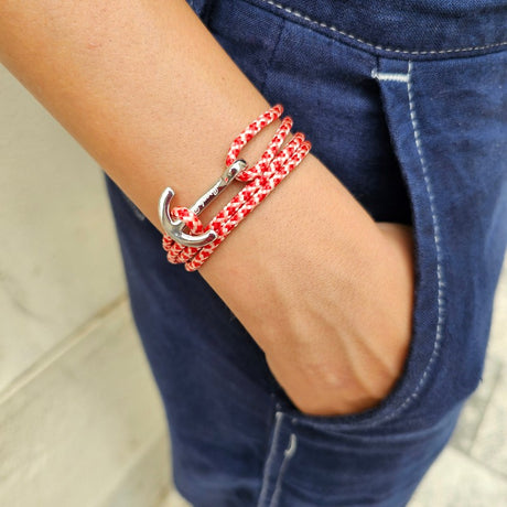 YACHT CLUB medium anchor bracelet red white