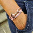 YACHT CLUB medium anchor bracelet rose pink white