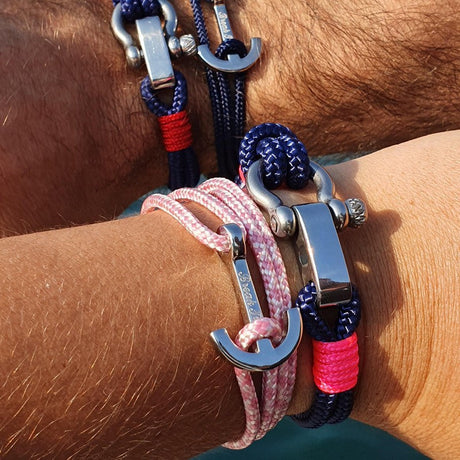 YACHT CLUB medium anchor bracelet rose pink white