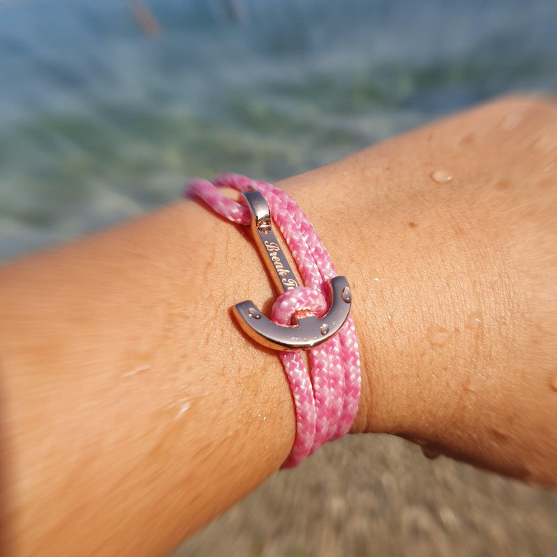 YACHT CLUB medium anchor bracelet rose pink white