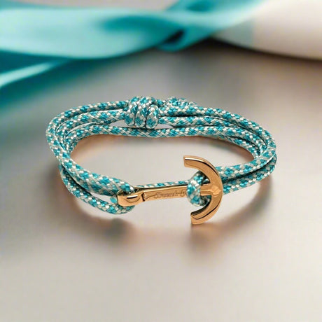 YACHT CLUB medium anchor bracelet turquoise cream