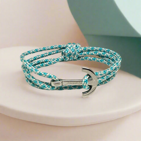 YACHT CLUB medium anchor bracelet turquoise cream